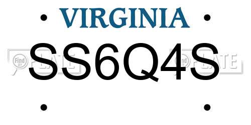 SS6Q4S Virginia License Plate