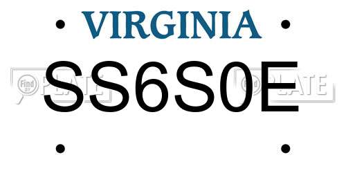 SS6S0E Virginia License Plate