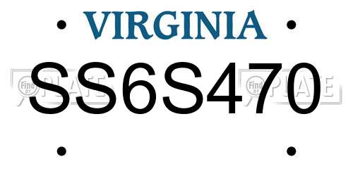 SS6S470 Virginia License Plate