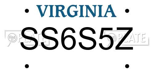SS6S5Z Virginia License Plate