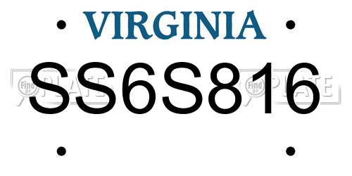 SS6S816 Virginia License Plate