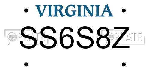 SS6S8Z Virginia License Plate