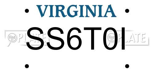 SS6T0I Virginia License Plate