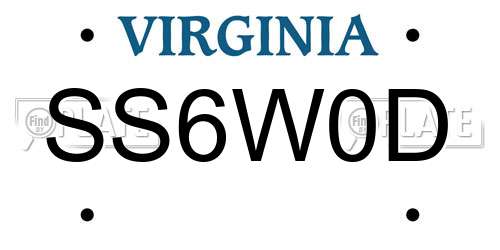 SS6W0D Virginia License Plate
