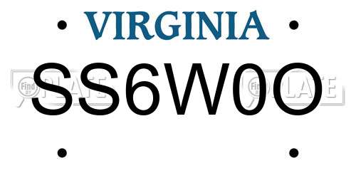 SS6W0O Virginia License Plate
