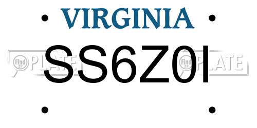 SS6Z0I Virginia License Plate