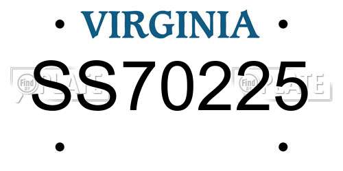 SS70225 Virginia License Plate