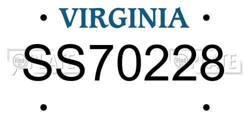 SS70228 Virginia License Plate