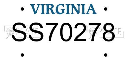 SS70278 Virginia License Plate