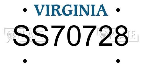 SS70728 Virginia License Plate