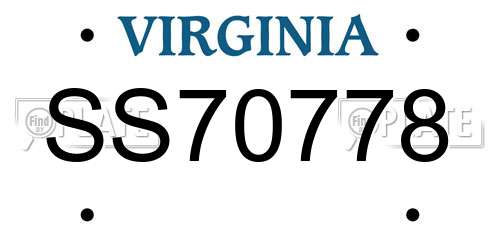 SS70778 Virginia License Plate