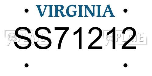 SS71212 Virginia License Plate