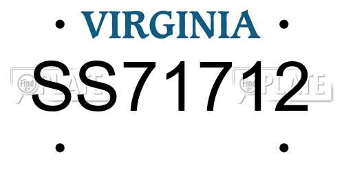 SS71712 Virginia License Plate