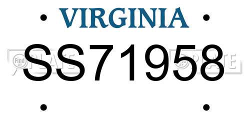 SS71958 Virginia License Plate