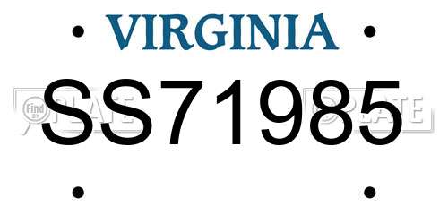 SS71985 Virginia License Plate