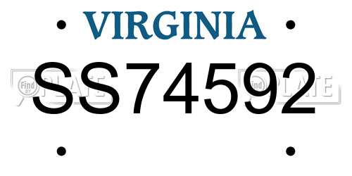 SS74592 Virginia License Plate