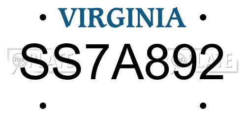 SS7A892 Virginia License Plate