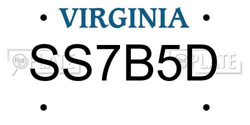 SS7B5D Virginia License Plate