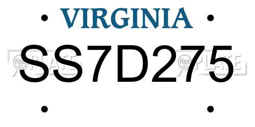 SS7D275 Virginia License Plate