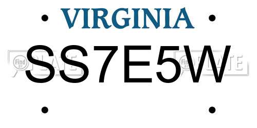 SS7E5W Virginia License Plate