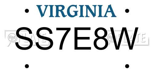 SS7E8W Virginia License Plate