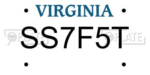 SS7F5T Virginia License Plate