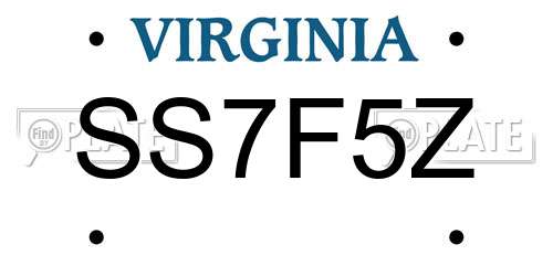 SS7F5Z Virginia License Plate