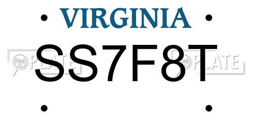 SS7F8T Virginia License Plate