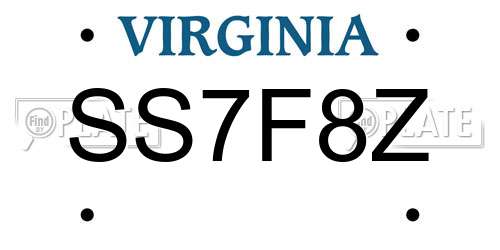 SS7F8Z Virginia License Plate