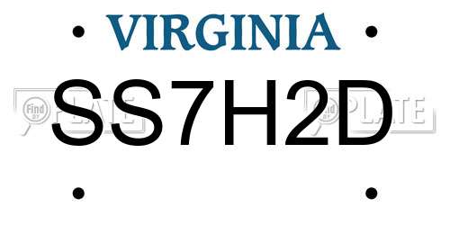 SS7H2D Virginia License Plate