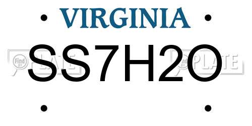 SS7H2O Virginia License Plate