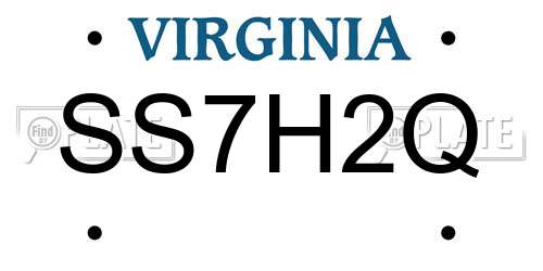 SS7H2Q Virginia License Plate