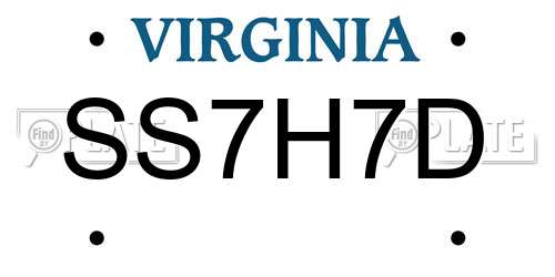 SS7H7D Virginia License Plate