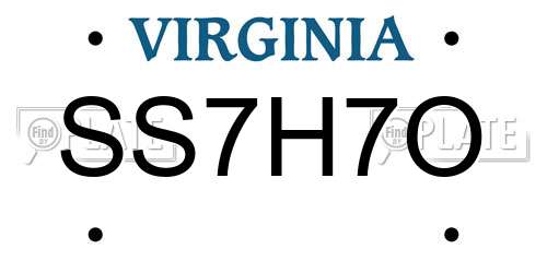 SS7H7O Virginia License Plate