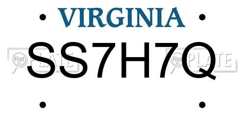 SS7H7Q Virginia License Plate