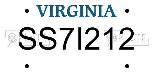 SS7I212 Virginia License Plate