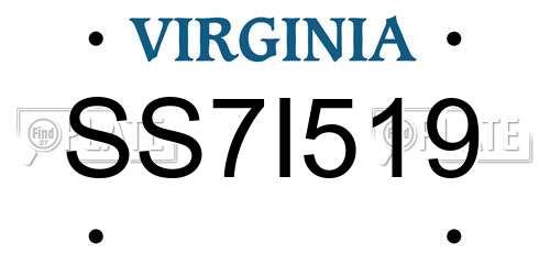 SS7I519 Virginia License Plate