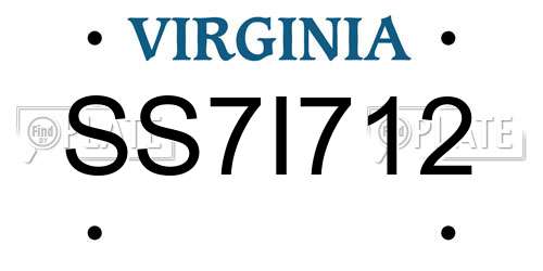 SS7I712 Virginia License Plate