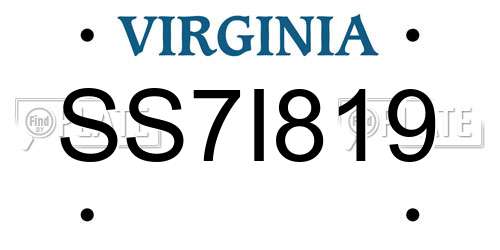 SS7I819 Virginia License Plate