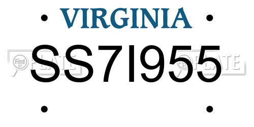 SS7I955 Virginia License Plate