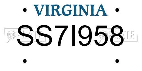 SS7I958 Virginia License Plate