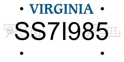 SS7I985 Virginia License Plate