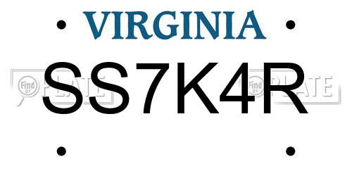 SS7K4R Virginia License Plate