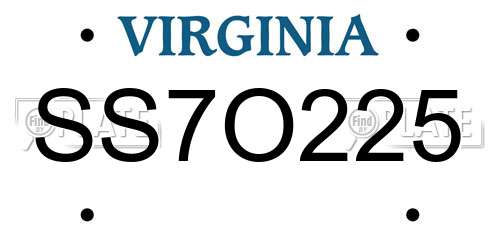 SS7O225 Virginia License Plate