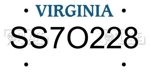 SS7O228 Virginia License Plate