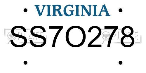 SS7O278 Virginia License Plate
