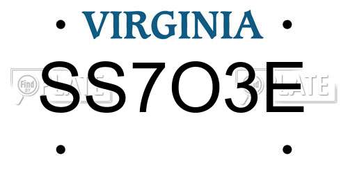 SS7O3E Virginia License Plate