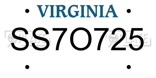 SS7O725 Virginia License Plate