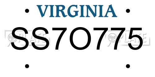 SS7O775 Virginia License Plate