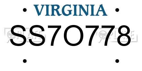 SS7O778 Virginia License Plate